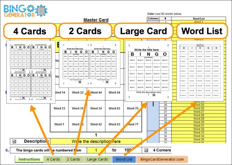 Bingo Card Generator 75 Words Excel Windows Bingo Card Generator