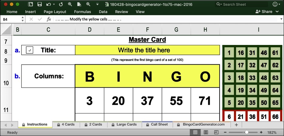 bingo card generator 75 mac excel download