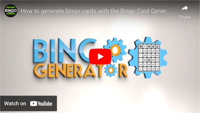 YouTube bingo cards with numbers