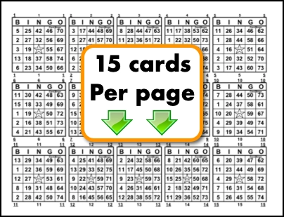 15 bingo cards per page