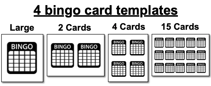 4 bingo card templates
